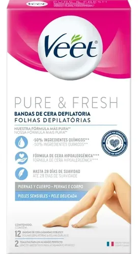 Banda Depilatoria Veet Piernas Y Cuerpo Piel Sensible X 12 U
