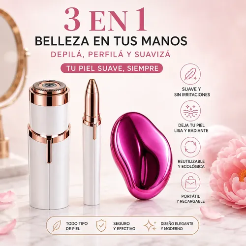 Depiladora Facial + Perfilador Cejas + Piedra Nano – Kit X3