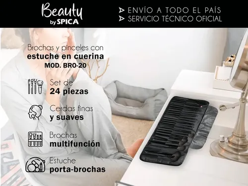 Set X24 Brochas Y Pinceles Para Maquillaje BEAUTY BY SPICA BRO-20 Estuche Color Negro