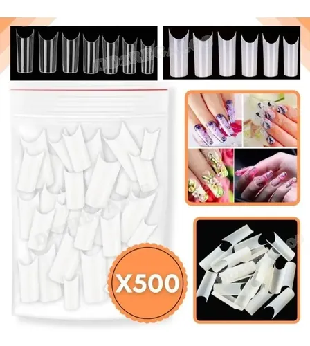 Tips Curvatura C Cristal 500 Unidades Uñas Esculpidas