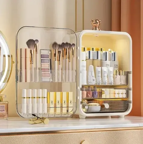 Organizador De Cosméticos Premium – Con Luz Color Rosa