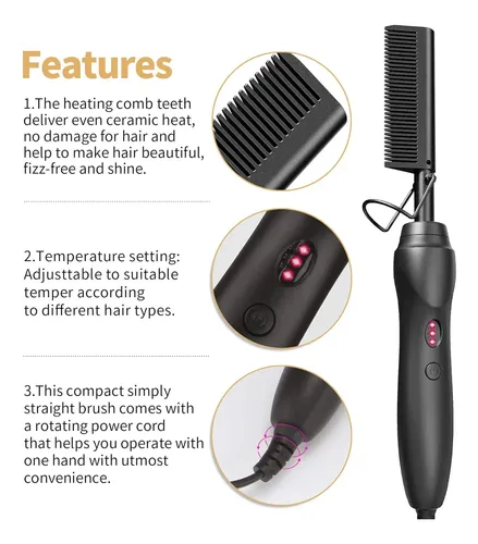 Peines Alisadores De Pelo Hot Comb Para Prensar Con Calor… Zblack