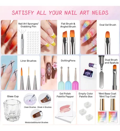 Sponge Pat Gel Uñas 60 Colores Kit Ombre