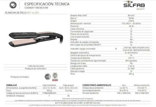 Planchita Pelo Mojado Digital Plancha Cabello Humedo Ceramic Garantia Oficial