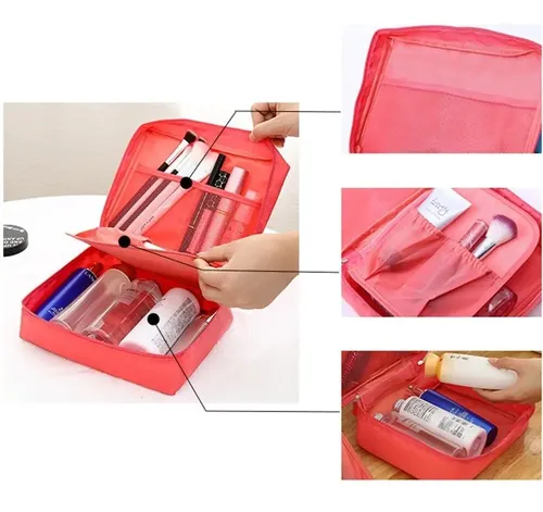 Neceser Bolso Porta Cosmeticos Organizador Maquillaje Baño Color Gris