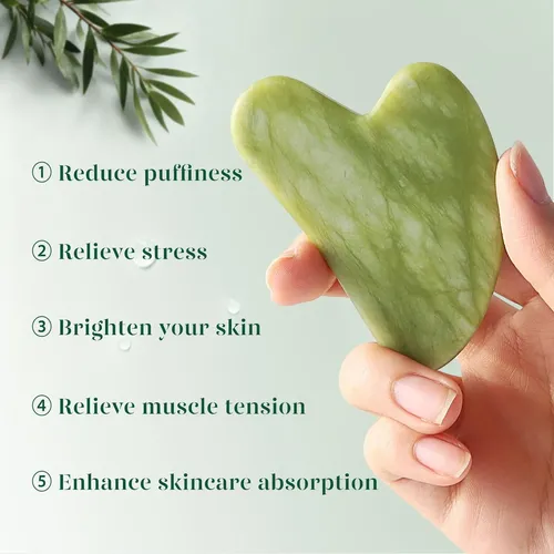 Kit Masajeador Facial Baimei Rodillo Y Gua Sha Verde