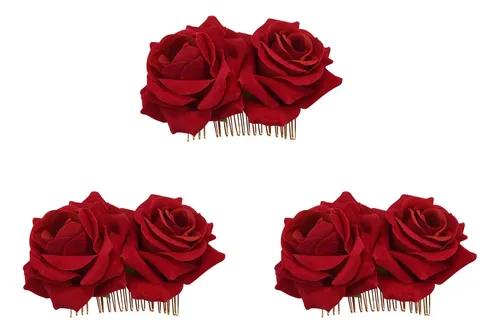 3x Broche Flor Rosa Para Pelo Flamenco Danzarín