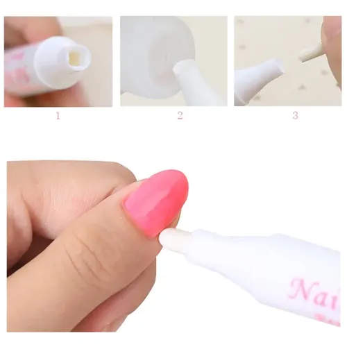 1 Lapiz Corrector De Esmalte Recargable 4 Puntas Uñas Nail