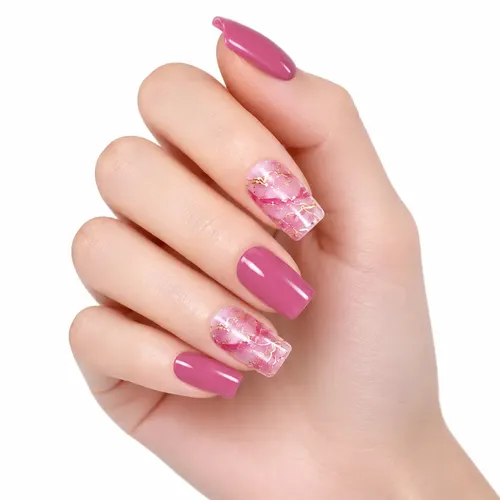 Tiras De Uñas de Gel Premium 22u Autoadhesivas – No Necesitan Lámpara Uv – Rosa Mármol