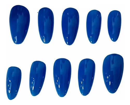 Uñas Press On Almendra Medio Azul