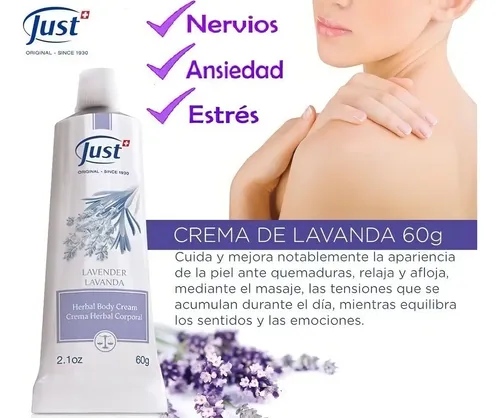 Swiss Just Crema De Lavanda, Relajante E Hidratante, 60 G