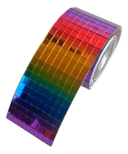 Mosaico Espejo Vidrio Multicolor Autoadhesivo 4cm Ancho X5mt
