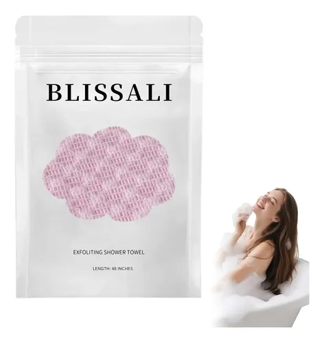 Toalla Exfoliante Blissal 2 En 1, Cuerpo Y Rostro, Rosa