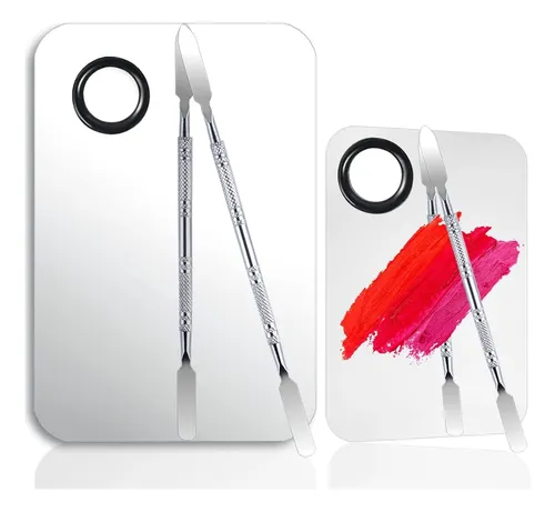 Paletas De Maquillaje Acero Inox 2 Pzas Con Espátula