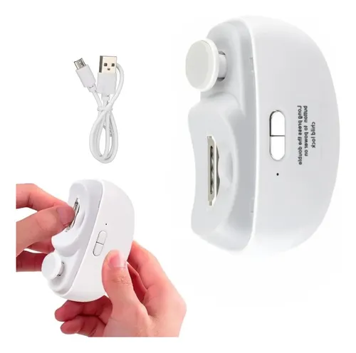Cortador Eléctrico Recargable De Cutículas Con Cable Usb Blanco