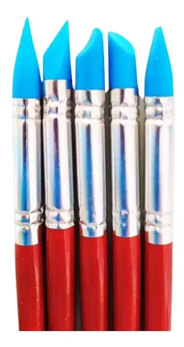 Pinceles De Goma X 5 Unidades Para Porcelana Uñas Silicona