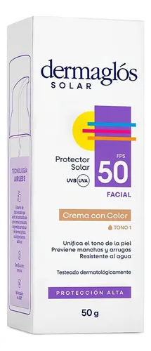 Dermaglós Protector Solar Fps50 Facial Crema Color Claro