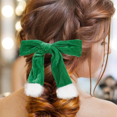 4 Broches Con Lazo Navideño: Pinzas Para El Pelo Con Forma D