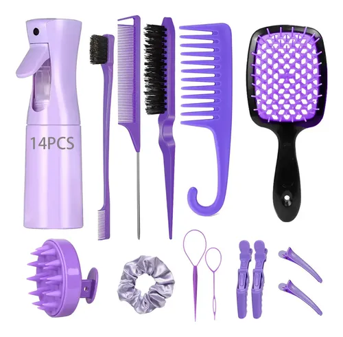 Set 14 Cepillos For Cabello Rizado Liso Silicona Suave