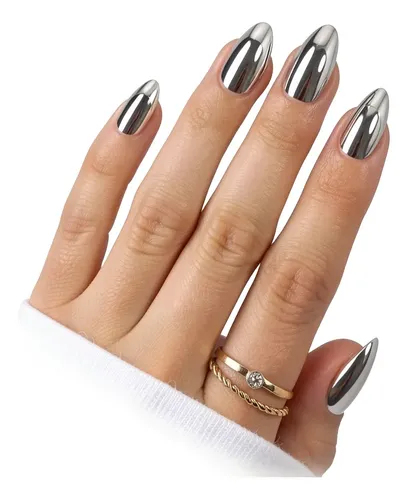 Uñas Adhesivas Cromadas 6 Estilos 144 Piezas