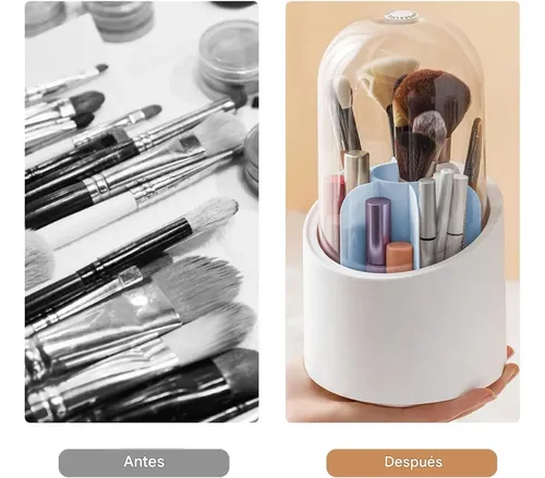 Porta Brochas Celeste Giratorio 360 Organizador Capsula Maquillaje Veoquiero