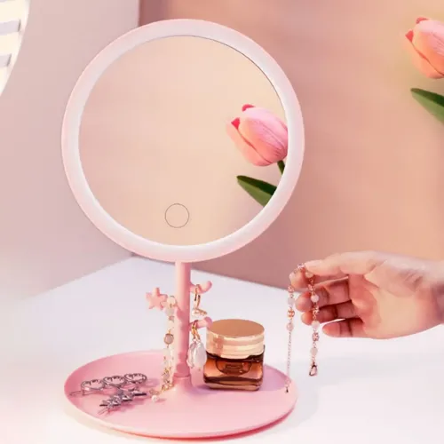 Espejo De Maquillaje Con Luz Led Usb Redondo Con Ganchitos