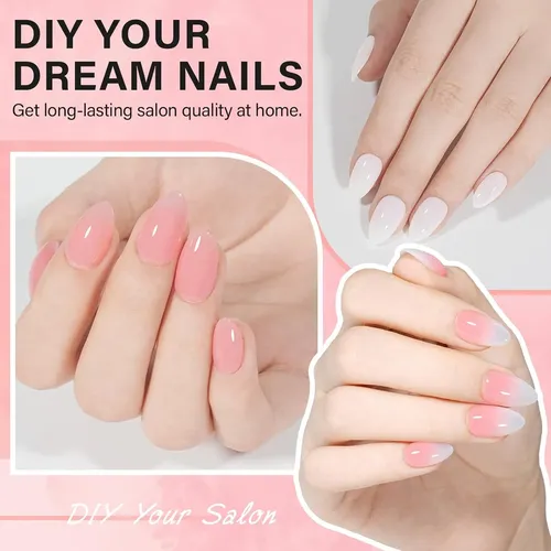 Kit Uñas Gel 240 Tips Cortos Con Lámpara Uv Y Pegamento
