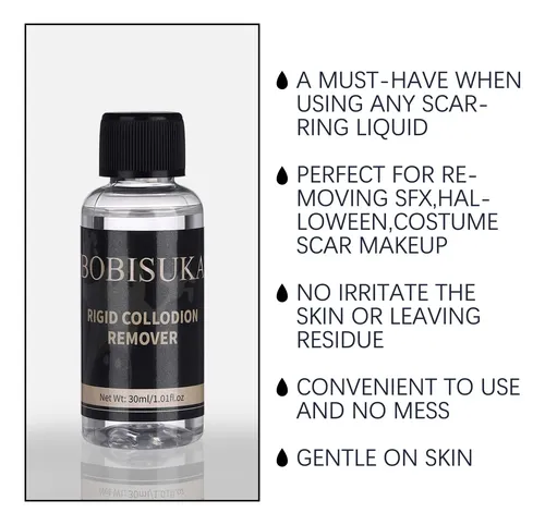 Removedor De Colodión Rígido Bobisuka, 30 Ml, Maquillaje Líq
