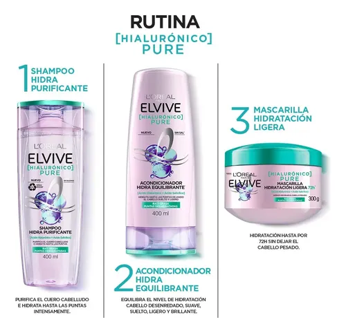 Shampoo Elvive Hialuronico Pure 400ml