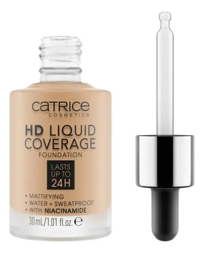 Base líquida de cobertura líquida Catrice HD, tono beige nude 032, 30 ml