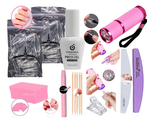 Kit Uñas Soft Gel Tips Paris Night X100 Pressgel Cherimoya