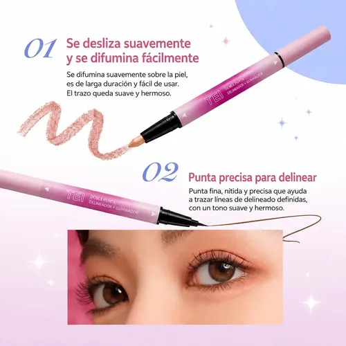 Tei Big Eyes Delineador Ojos Liquido E Iluminador 2 En 1 02 Mate – Brillante