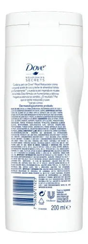 Crema para cuerpo Dove Nourishing Secrets Ritual Restaurador en tubo 200mL