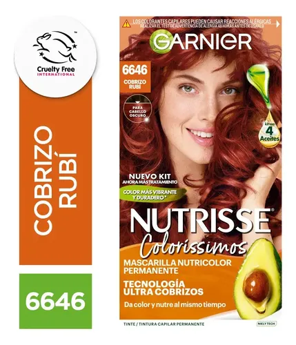 Tintura Permanente Nutrisse Coloríssimos Garnier Tono 6646 Cobrizo Rubi