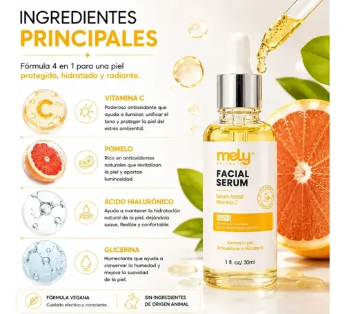 Serum Facial Mely Vitamina C Y Ácido Hialurónico 30ml