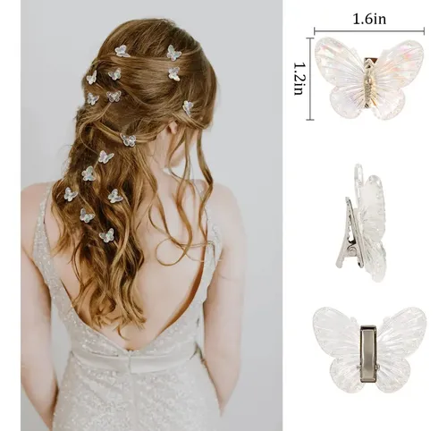 Set De Pinzas De Mariposa Con Glitter Para Mujer Y Niña
