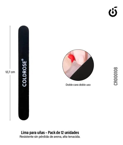 Lima De Uñas 100/180 Forma Recta 12pzs Coldrose