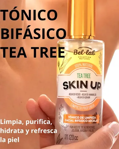 Tónico Facial Bifásico Bel Lab Skin Up Tea Tree Purificante para Piel Mixta con Aguas Florales y Aceites Naturales 120 ml