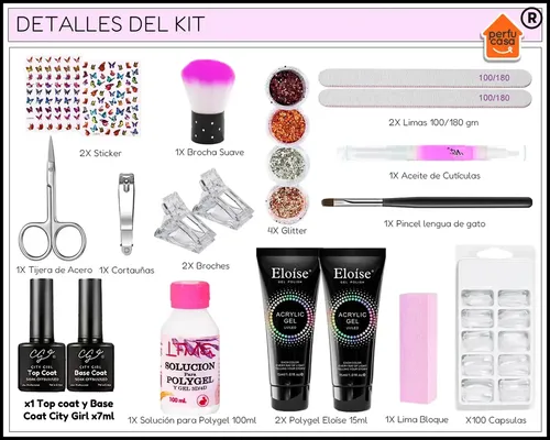 Kit Polygel Set Manicura Completo Uñas Semipermanente