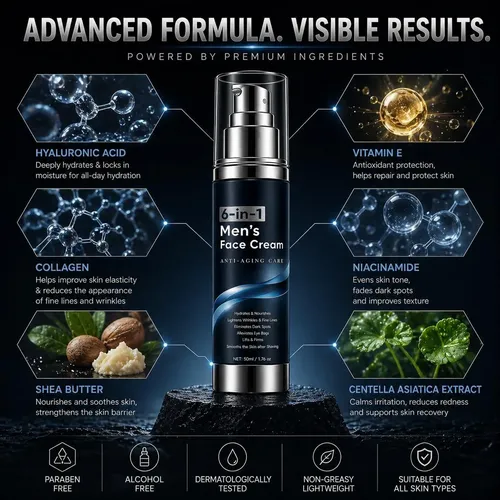 Crema Facial 6-en-1 Para Hombres Waeski, 1.76 Fl Oz