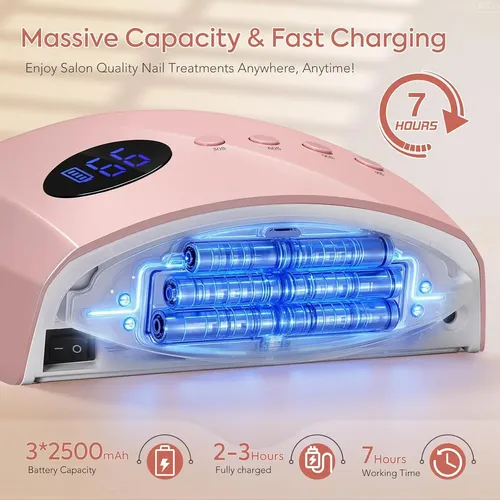 Lámpara Uv Led Inalámbrica 72w Secado Rápido Uñas