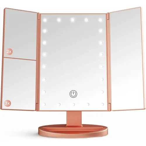 Espejo Maquillaje Luz Tríptica Aumentos 10x/3x/2x Carga Usb