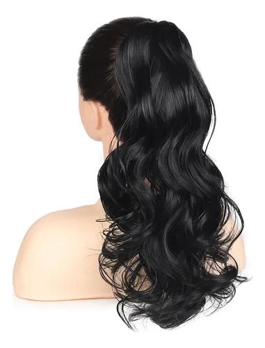 Peluca De Cola De Caballo Negra, Extensiones De Cabello De