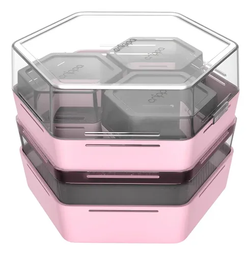 Organizador Multiuso Doble P/ Bolso Maquillaje Joyas Crippa Rosa Claro