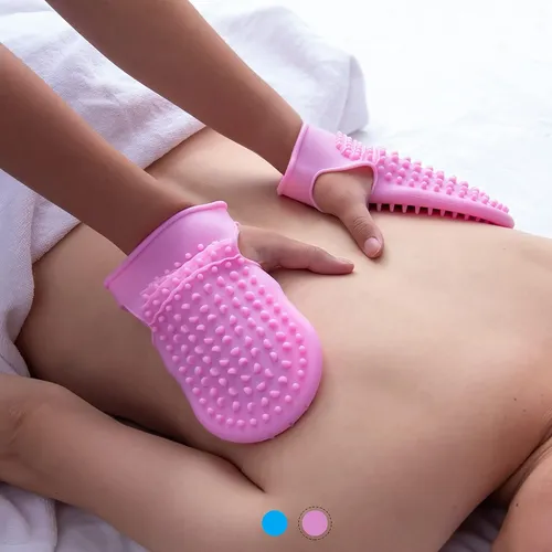 Guantes Exfoliantes Silicona Rosa Anti Celulitis Y Drenaje
