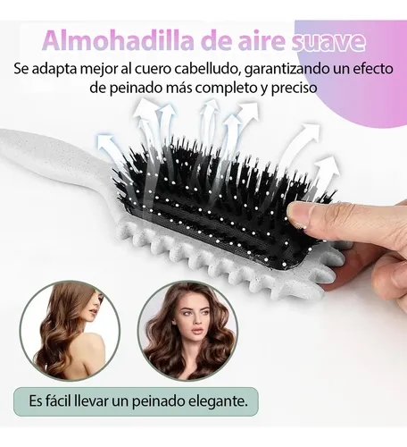 Cepillo Para Cabello Rizado Para Mujeres, Bounce Curl Brush, ITNTFN Cepillo para Cabello Ondulado, Desenreda Sin Frizz con Cerdas Suaves, Cepillo para Definir y Peinar Rulos Naturales (Beige)