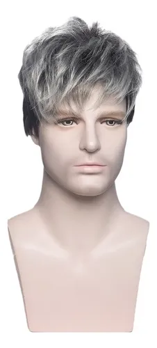 Peluca Hombre Con Textura Degradada Gris Plateado