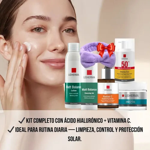 Rutina Facial Skincare Piel Mixta Grasa Lidherma Hialuronico