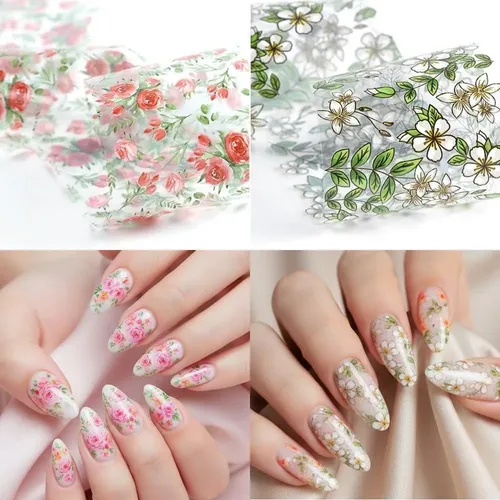 Foil Floral Para Uñas Flower01, 10 Rollos Qdsuh
