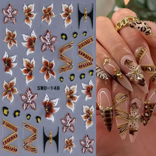 Adhesivos Para Uñas Bmkkot Con Forma De Flor En Relieve, 5d,